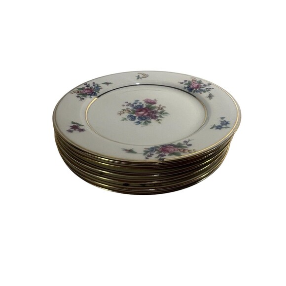 P.T. Bavaria Tirschenreuth Queen's Rose Bread & Butter Plate Floral Set Of 6 - Picture 10 of 11